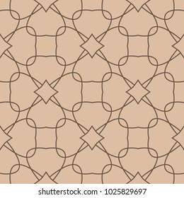 Beige and brown geometric ornament. Seamless pattern for web, textile and wallpapers