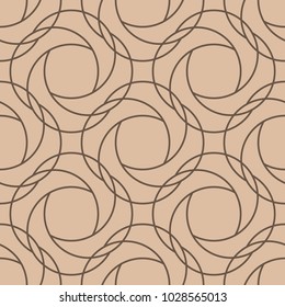 Beige and brown geometric ornament. Seamless pattern for web, textile and wallpapers