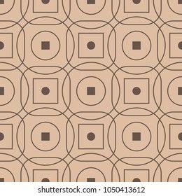Beige and brown geometric ornament. Seamless pattern for web, textile and wallpapers