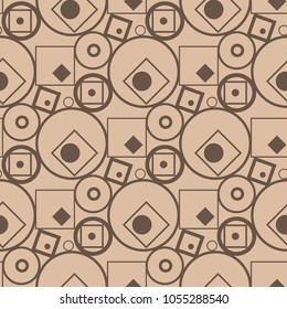 Beige and brown geometric ornament. Seamless pattern for web, textile and wallpapers