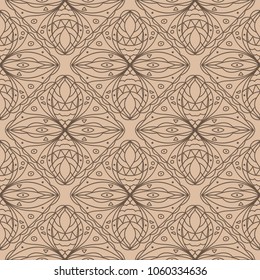 Beige and brown geometric ornament. Seamless pattern for web, textile and wallpapers