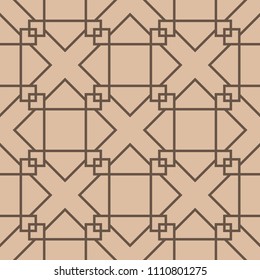 Beige and brown geometric ornament. Seamless pattern for web, textile and wallpapers