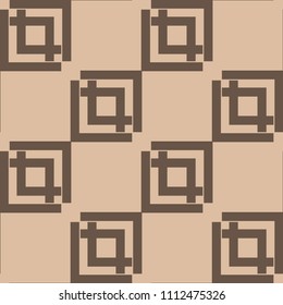 Beige and brown geometric ornament. Seamless pattern for web, textile and wallpapers