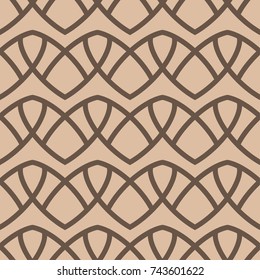 Beige and brown geometric ornament. Seamless pattern for web, textile and wallpapers