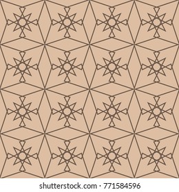 Beige and brown geometric ornament. Seamless pattern for web, textile and wallpapers