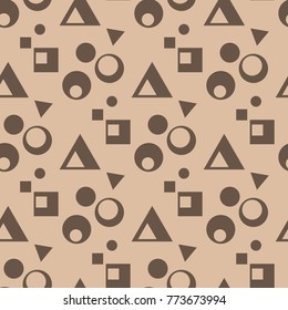 Beige and brown geometric ornament. Seamless pattern for web, textile and wallpapers