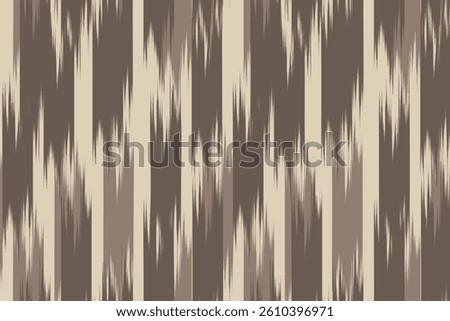 Beige brown ikat stripe vertical line, fashion textile beautiful ethnicity ogee print canvas abstract dynamic ethnic fabric grunge hand draw cloth ornament endless colorful stripe seamless blurred 
