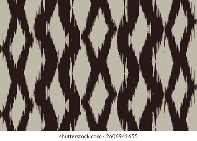 Beige brown ikat zigzag stream, ethnic dynamic colorful ornament endless stripe textile blurred ogee cloth canvas pattern draw abstract grunge print hand fashion beautiful seamless fabric ethnicity