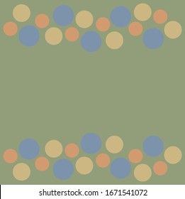 beige brown light salmon and blue dots border and copy space on artichoke green background