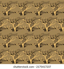 Beige brown monochrome forest seamless pattern for design scrapbook textile and wrapping paper