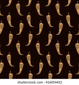 Beige And Brown Ornamental Pattern With Chili Peppers