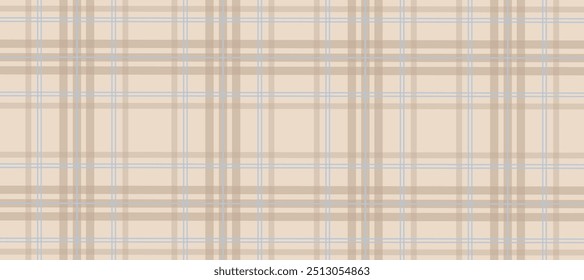 Beige and brown plaid fabric texture background	