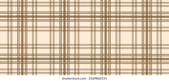 Beige and brown plaid fabric texture as a background	