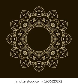 Beige and brown round mandala. Vector illustration