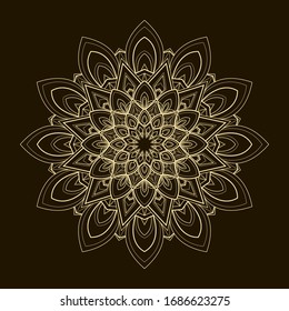 Mandala redonda beige y marrón. Ilustración del vector
