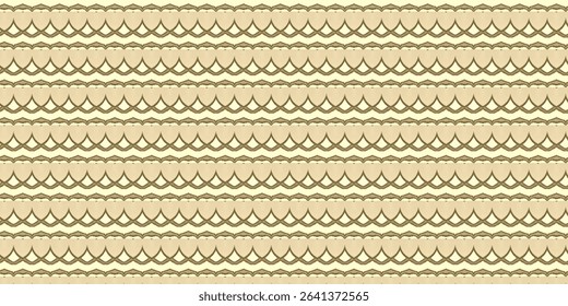 Beige and brown scallop-style ornamental pattern with vintage textile feel. Elegant and decorative for fashion, wallpaper, and interior design projects.
