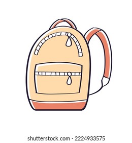 Beige brown school bag or travel backpack isolated vector illustration