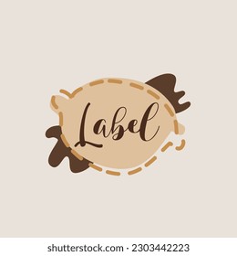 etiqueta de curva de forma marrón beige, vector, lindo, diseño, marco, ilustración, pegatina, fondo, elemento, colección, cartel, plantilla, gráfico, mensaje, arte, papel, aislado, vintage, nota