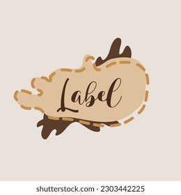 beige brown shape curve label, vector, cute, design, frame, illustration, sticker, background, element, collection, banner, template, graphic, message, art, paper, isolated, vintage, note