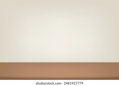 Beige and brown Studio background. Beige and brown Background Empty Room Studio with table. Space for selling products on the website. Abstract brown showroom. Vector illustration.