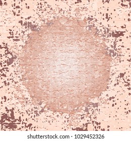Beige brown textured background with circle and spots. Rough wall texture vector background. Vector illustration