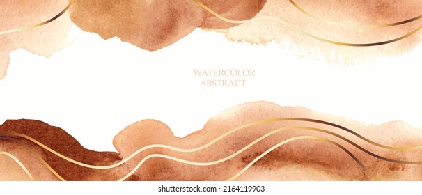 Beige, Brown Watercolor Fluid Painting Vector Background Design. Dusty Pastel, Neutral And Golden Marble, Waves. Dye Elegant Soft Splash Style. Alcohol Ink Imitation.