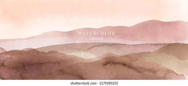 Beige, Brown Watercolor Fluid Painting. Vector Abstract Background Design. Dusty Pastel, Neutral And Golden Marble. Dye Elegant Soft Splash Style. 