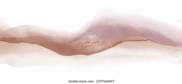 Beige, Brown Watercolor Fluid Painting Vector Background Design. Dusty Pastel, Neutral And Golden Marble. Dye Elegant Soft Splash Style. Alcohol Ink Imitation.