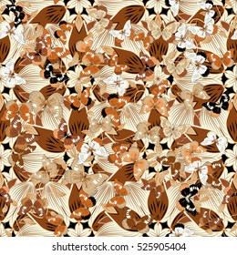 Beige, brown, white, black mandalas. Vector illustration.