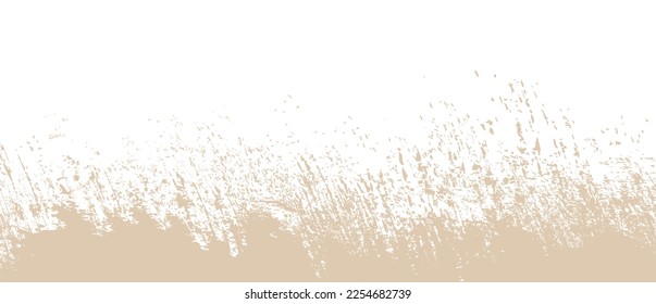Beige brush background. Beige ink splash on backdrop. Brush stroke background for wallpaper, paint splatter template, dirt banner, watercolor design, dirty texture. Trendy brush background, vector