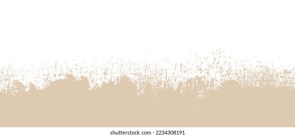 Beige brush stroke background. Beige ink splash on backdrop. Brush background for wallpaper, paint splatter template, dirt banner, watercolor design, dirty texture. Trendy brush background, vector
