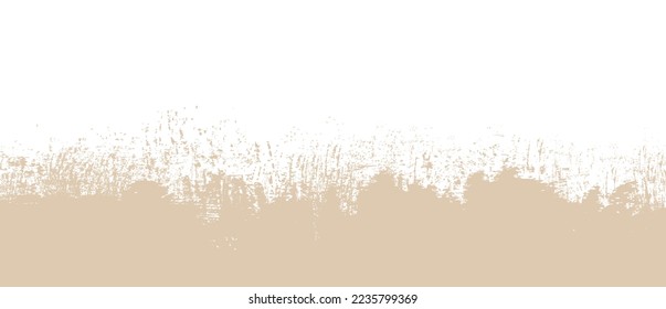 Beige brush stroke background. Beige ink splash on backdrop. Brush background for wallpaper, paint splatter template, dirt banner, watercolor design, dirty texture. Trendy brush background, vector