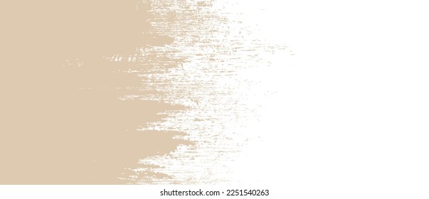 Beige brush stroke background. Beige ink splash on backdrop. Brush background for wallpaper, paint splatter template, dirt banner, watercolor design, dirty texture. Trendy brush background, vector