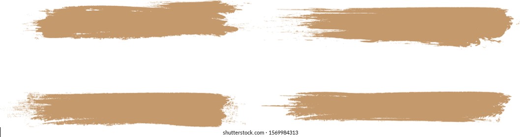 Beige Brush Stroke Set Isolated On White Background. Trendy Brush Stroke For Brown Ink Paint, Grunge Splash, Dirt Banner, Watercolor Design And Dirty Texture. Creative Art Concept, Vector Illustration