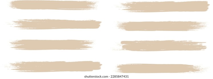 Beige brush stroke set isolated on background. Paint brush stroke vector for ink paint, grunge design element, dirt banner, watercolor design, dirty texture. Trendy brush stroke, vector illustration