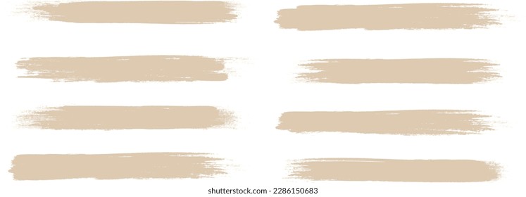 Beige brush stroke set isolated on background. Paint brush stroke vector for ink paint, grunge design element, dirt banner, watercolor design, dirty texture. Trendy brush stroke, vector illustration