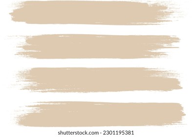 Beige brush stroke set isolated on background. Paint brush stroke vector for ink paint, grunge design element, dirt banner, watercolor design, dirty texture. Trendy brush stroke, vector illustration