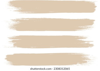 Beige brush stroke set isolated on background. Paint brush stroke vector for ink paint, grunge design element, dirt banner, watercolor design, dirty texture. Trendy brush stroke, vector illustration