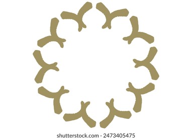 Beige brush-touch floral frame illustration