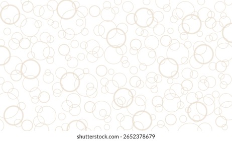 Beige bellen op een witte achtergrond, behang met schijven, cirkels, luchtbellen. Vluchteffect, lichte luchtige tekening.