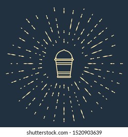 Beige Bucket icon isolated on dark blue background. Abstract circle random dots. Vector Illustration