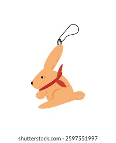 A beige bunny with a red scarf for Christmas decoration.