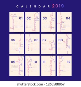 Beige calendar 2019 poster vector