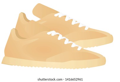 Beige canvas sneakers. vector illustration