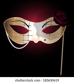 beige carnival half mask of abstract ldy