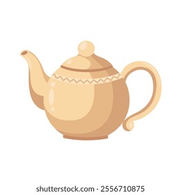 Beige ceramic teapot. Vector illustration in flat style.