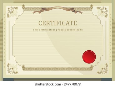 beige certificate. Official certificate
