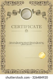 beige certificate with ribbon and emblem