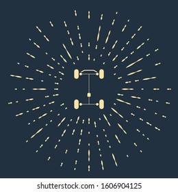 Beige Chassis car icon isolated on blue background. Abstract circle random dots. Vector Illustration