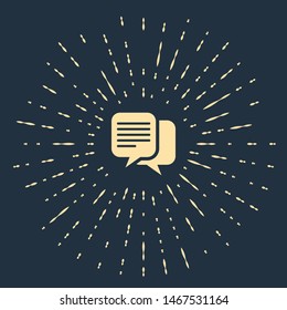 Beige Chat icon isolated on dark blue background. Speech bubbles symbol. Abstract circle random dots. Vector Illustration